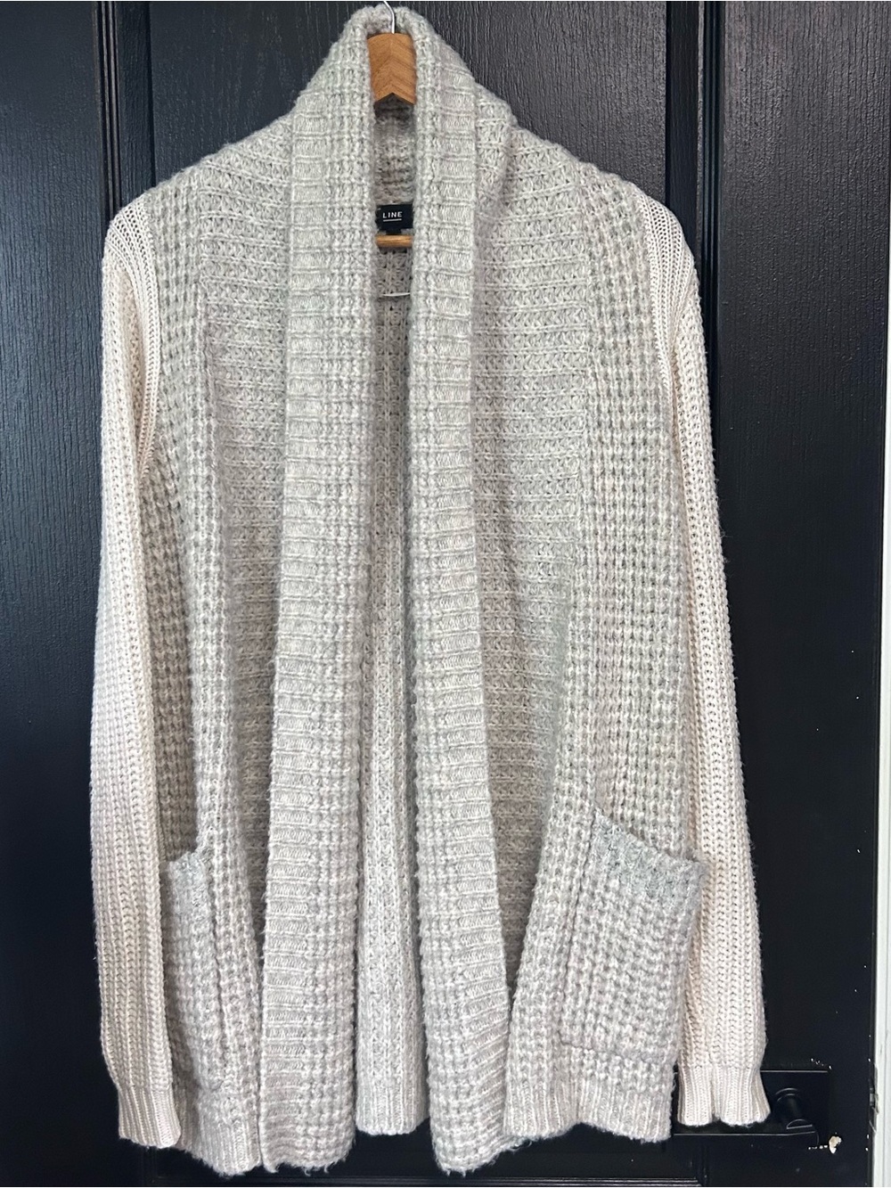 Line the Label Bulky Knit Sweater, Size Small, White Grey, Wool, Alpaca Blend